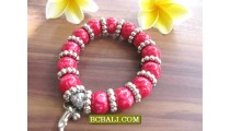 Acrilic Stone Beaded Charms Bracelets Stretched 